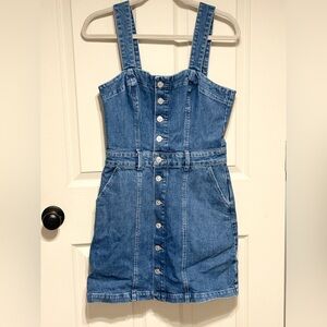 PAIGE Blue Denim Dress with Gold Buttons